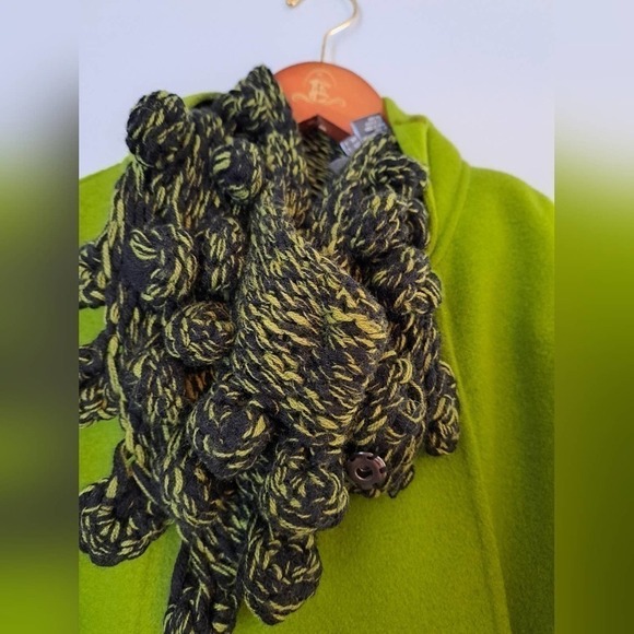 Per se lime green wool  jacket /scarf Large - Picture 3 of 6
